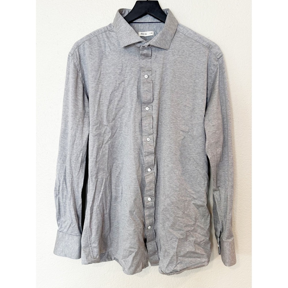 Rye 51 Mens X-Large Grey 100% Cotton Long Sleeve Button‎ Down Shirt